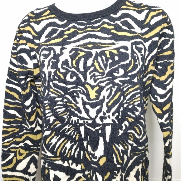 ABSTRACT Textured Tiger Print Sweater Size M - Picture 4 of 11